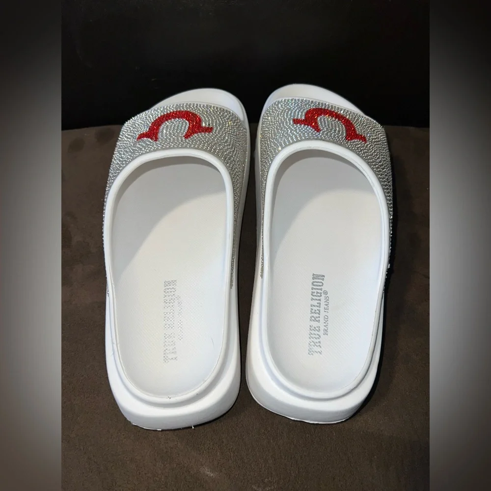 True Religion Stallion Rhinestone Logo Slide Sandal women’s size 8 - Picture 4 of 9